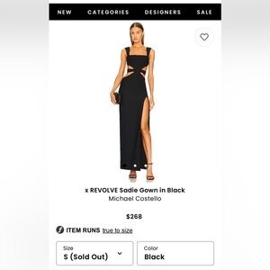 REVOLVE Sadie Gown, size small, black